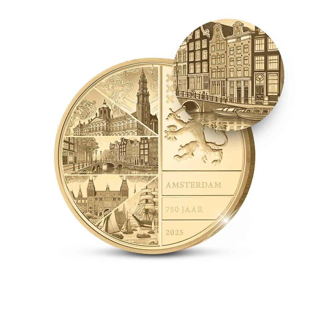 De Goud vergulde Hollandsche Ponder ‘Amsterdam 750 jaar’ - Edel Collecties