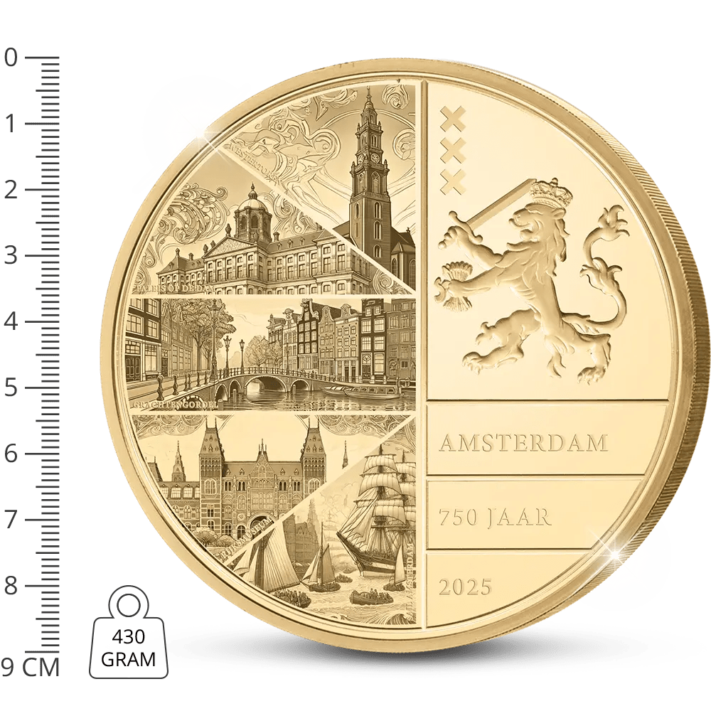 De Goud vergulde Hollandsche Ponder ‘Amsterdam 750 jaar’ - Edel Collecties