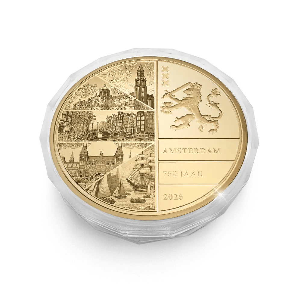 De Goud vergulde Hollandsche Ponder ‘Amsterdam 750 jaar’ - Edel Collecties