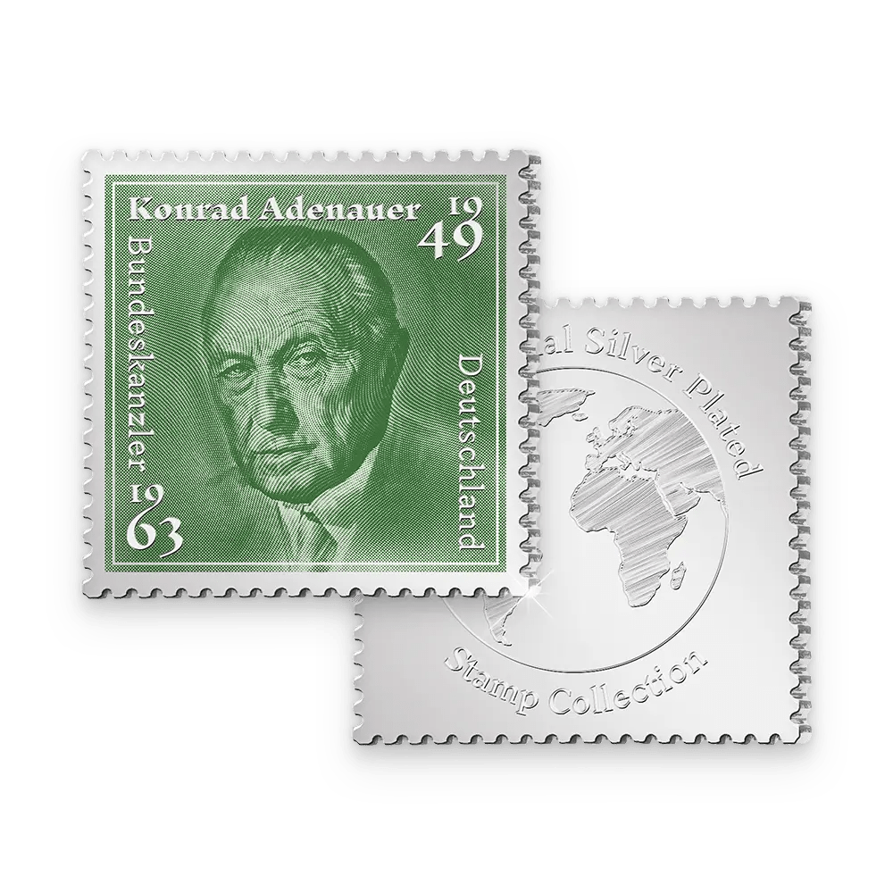 De verzilverde “Konrad Adenauer” jubileumzegel - Edel Collecties