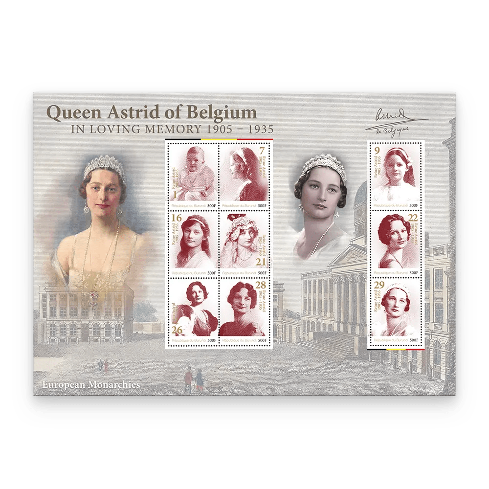 Het Officiële “Koningin Astrid” Postzegelvel - Edel Collecties