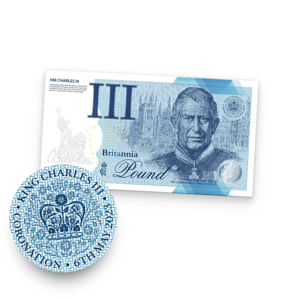 Het originele Koning Charles III ‘Britannia Pound’ Bankbiljet van Engeland - Edel Collecties