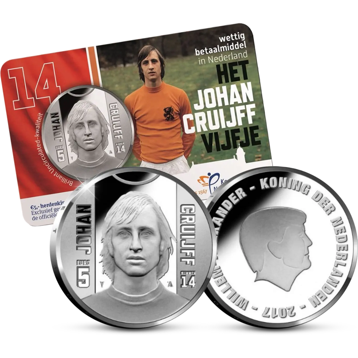 Het verzilverde Johan Cruijff Vijfje - Edel Collecties